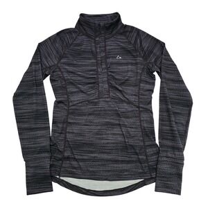 Women's Paradox Black Grey Stripe Merino Blend 1/4 Zip Active Top XS